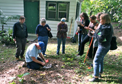 Bob Beyfuss demonstrates ginseng planting, September 2011