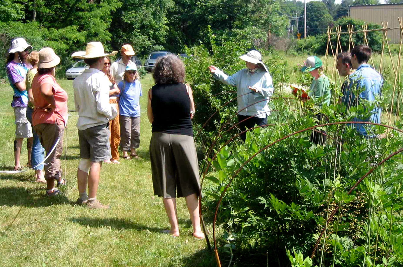 Jean Giblette leading a garden tour at the High Falls site in Philmont, 2008